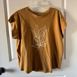 Madewell Brown Short Sleeve Tee with Leaf Design